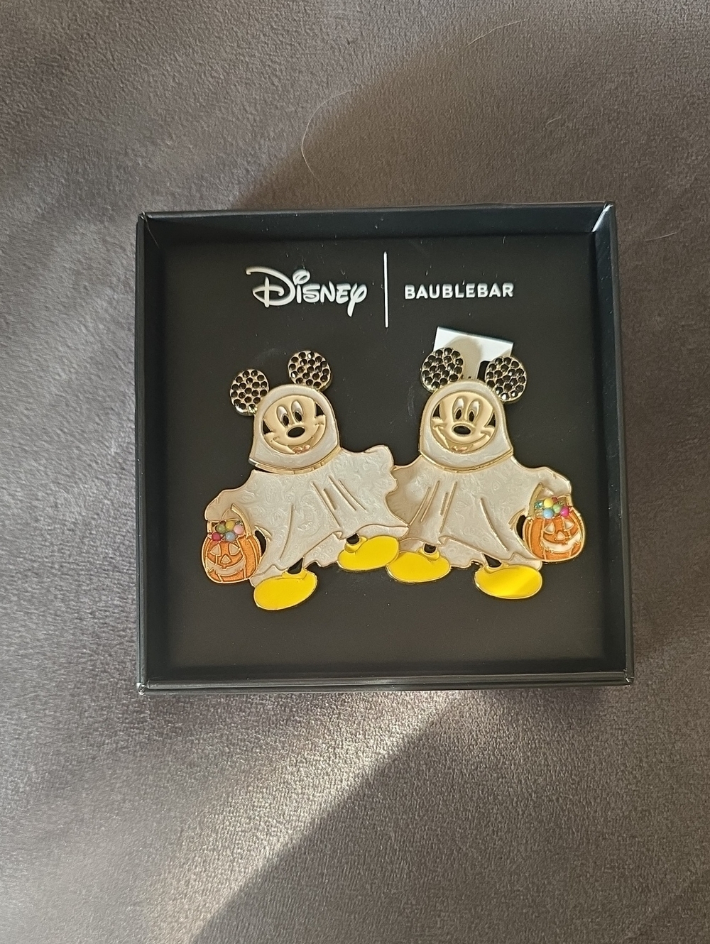 BaubleBar Disney Ghost Mickey Earrings - White, Yellow & Orange